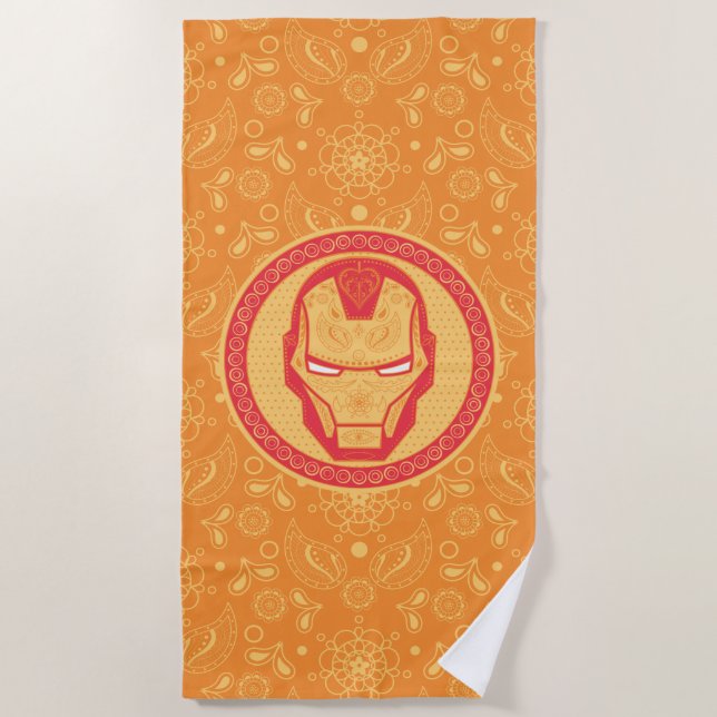 Avengers | Paisley Iron Man Logo Beach Towel (Front)