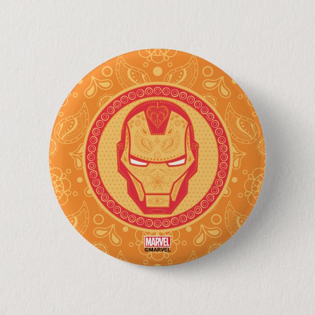 Avengers | Paisley Iron Man Logo Button (Front)