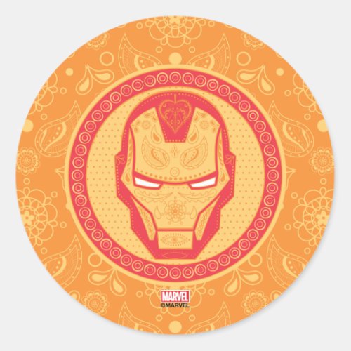 Avengers  Paisley Iron Man Logo Classic Round Sticker