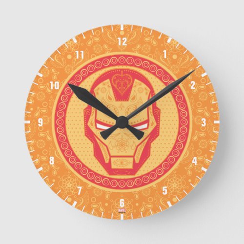 Avengers  Paisley Iron Man Logo Round Clock