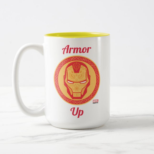 Avengers | Paisley Iron Man Logo Two-Tone Coffee Mug (Left)