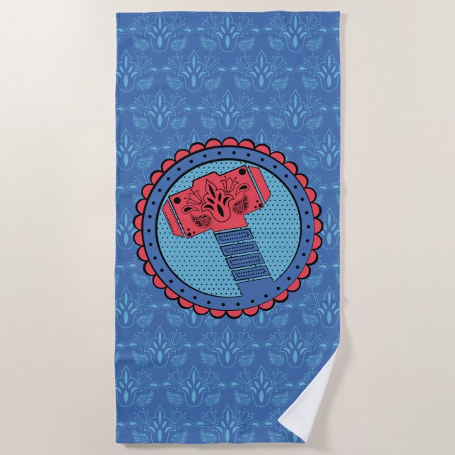 Avengers | Paisley Thor Hammer Logo Beach Towel (Front)