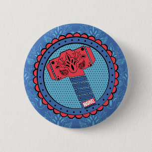 Avengers   Paisley Thor Hammer Logo Button