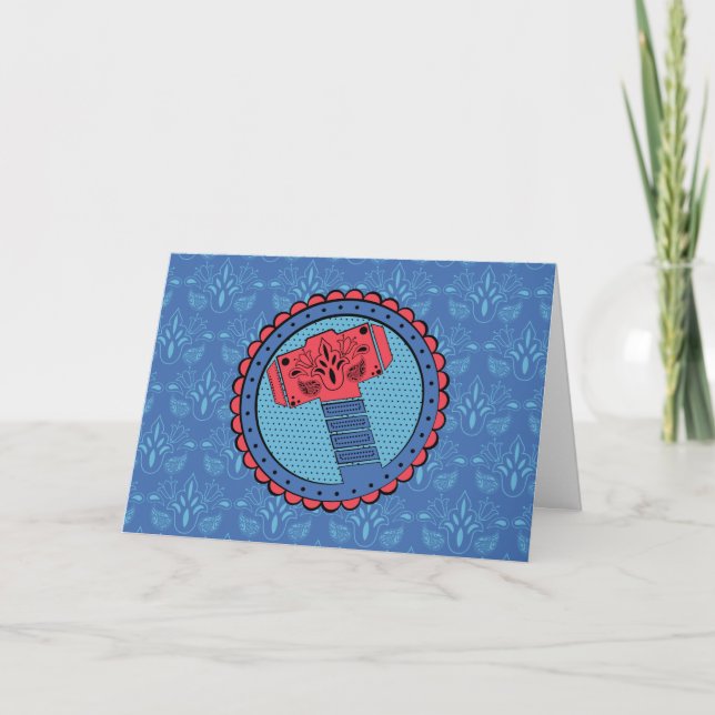 Avengers | Paisley Thor Hammer Logo Card (Front)