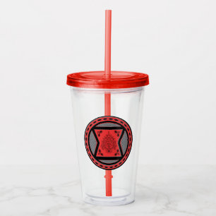 Avengers   Red & Black Paisley Black Widow Logo Acrylic Tumbler
