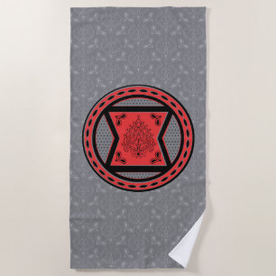 Avengers Red & Black Paisley Black Widow Logo Beach Towel
