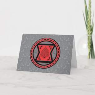 Avengers   Red & Black Paisley Black Widow Logo Card
