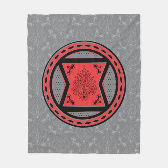 Avengers | Red & Black Paisley Black Widow Logo Fleece Blanket (Front)