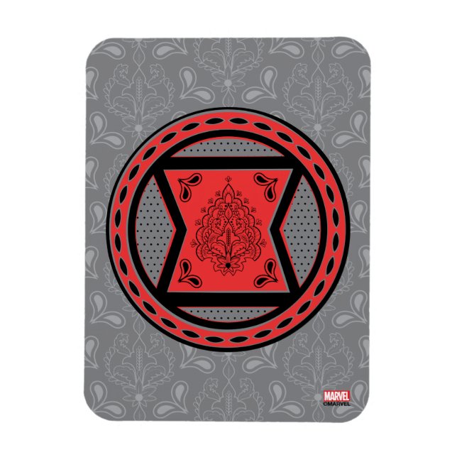 Avengers | Red & Black Paisley Black Widow Logo Magnet (Vertical)
