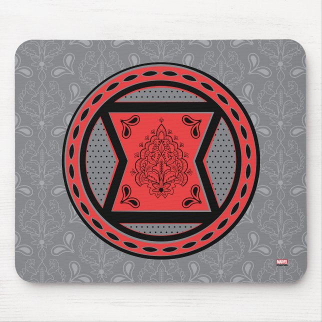Avengers | Red & Black Paisley Black Widow Logo Mouse Pad (Front)