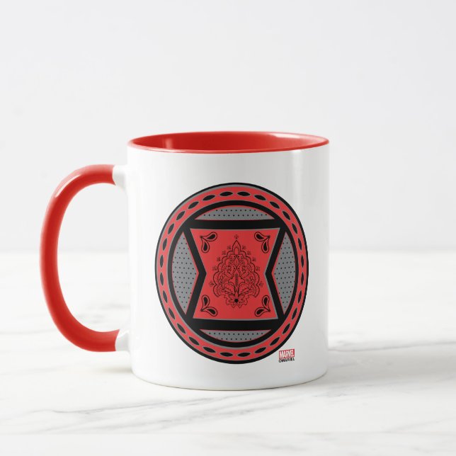 Avengers | Red & Black Paisley Black Widow Logo Mug (Left)