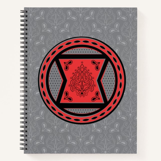 Avengers | Red & Black Paisley Black Widow Logo Notebook (Front)