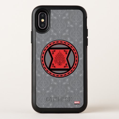 Avengers  Red  Black Paisley Black Widow Logo OtterBox Symmetry iPhone X Case