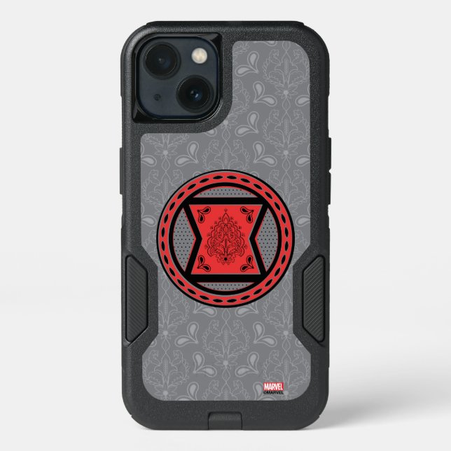 Avengers | Red & Black Paisley Black Widow Logo Otterbox iPhone Case (Back)
