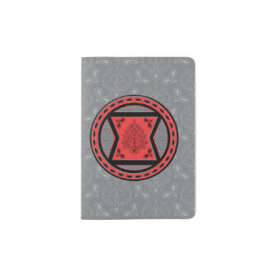 Avengers   Red & Black Paisley Black Widow Logo Passport Holder