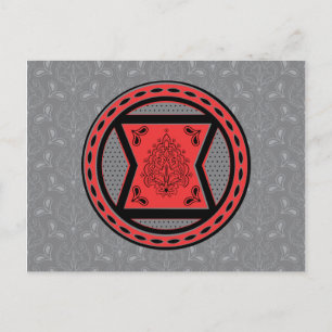 Avengers Red & Black Paisley Black Widow Logo Postcard