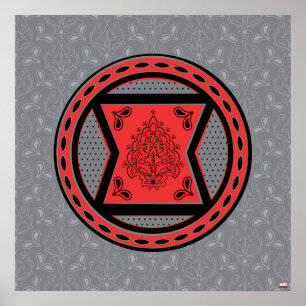 Avengers   Red & Black Paisley Black Widow Logo Poster