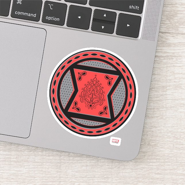 Avengers | Red & Black Paisley Black Widow Logo Sticker (Detail)