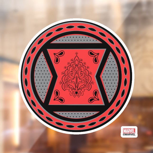 Avengers | Red & Black Paisley Black Widow Logo Window Cling (Sheet 2)