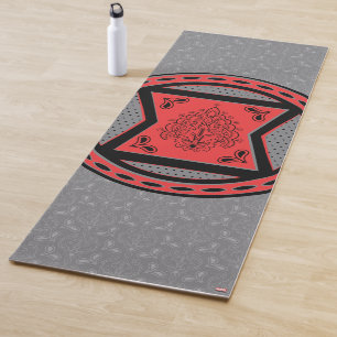 Avengers   Red & Black Paisley Black Widow Logo Yoga Mat