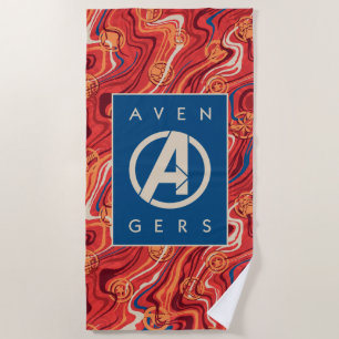Avengers Red Marble Painted Avengers Logo Beach Towel
