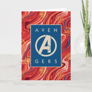 Avengers Red Marble Painted Avengers Logo Card