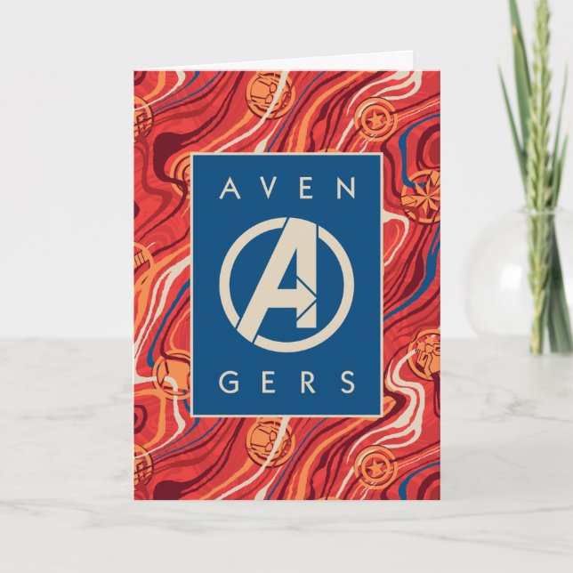 Avengers | Red Marble Painted Avengers Logo Card (Front)