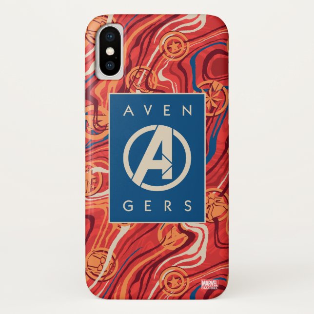 Avengers | Red Marble Painted Avengers Logo Case-Mate iPhone Case (Back)
