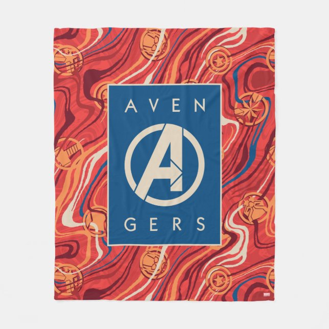 Avengers | Red Marble Painted Avengers Logo Fleece Blanket (Front)