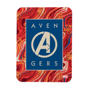 Avengers Red Marble Painted Avengers Logo Magnet