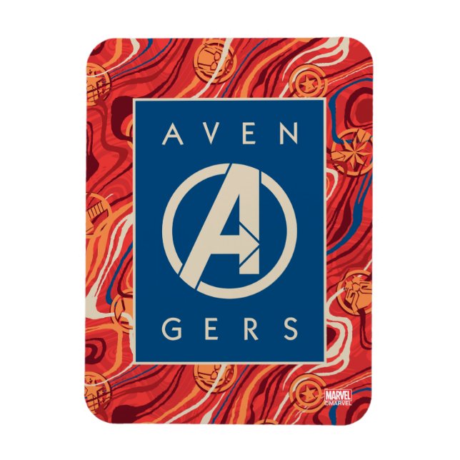 Avengers | Red Marble Painted Avengers Logo Magnet (Vertical)