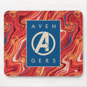 Avengers   Red Marble Painted Avengers Logo Mouse Pad