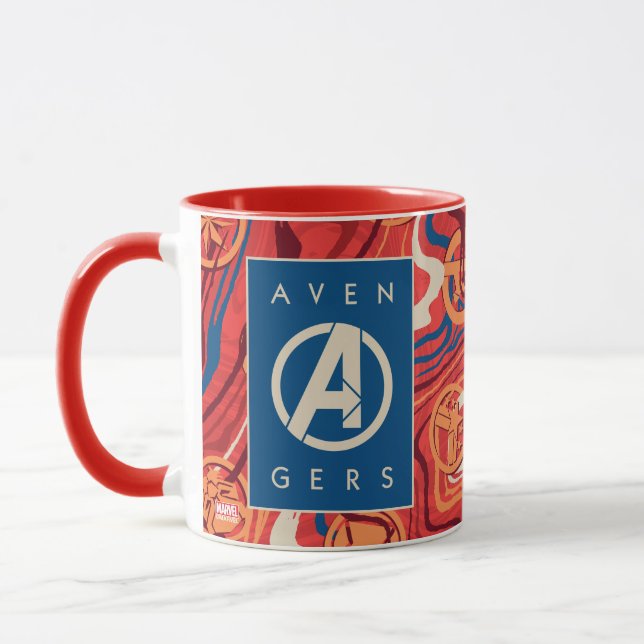 Avengers | Red Marble Painted Avengers Logo Mug (Left)