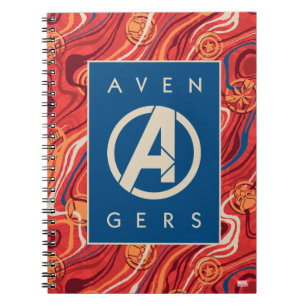 Avengers Red Marble Painted Avengers Logo Notebook