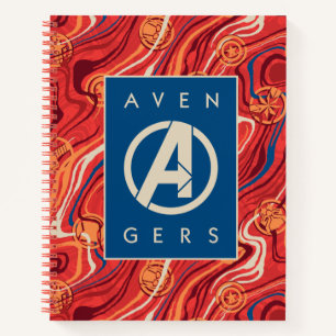 Avengers Red Marble Painted Avengers Logo Notebook