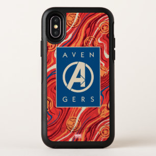 Avengers   Red Marble Painted Avengers Logo OtterBox Symmetry iPhone X Case