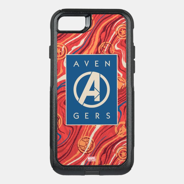 Avengers | Red Marble Painted Avengers Logo Otterbox iPhone Case (Back)