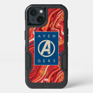 Avengers   Red Marble Painted Avengers Logo iPhone 13 Case