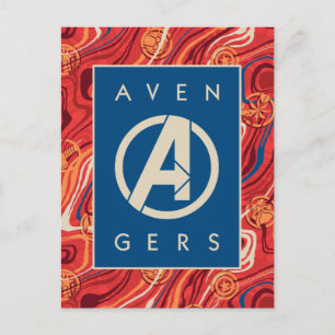 Avengers   Red Marble Painted Avengers Logo Postcard