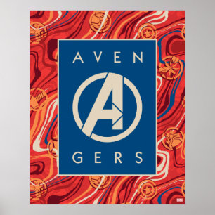 Avengers   Red Marble Painted Avengers Logo Poster