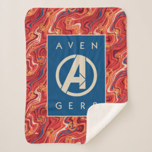 Avengers   Red Marble Painted Avengers Logo Sherpa Blanket