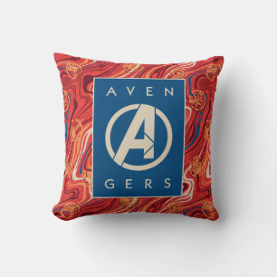 Avengers   Red Marble Painted Avengers Logo Throw Pillow