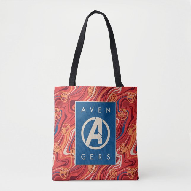 Avengers | Red Marble Painted Avengers Logo Tote Bag (Front)