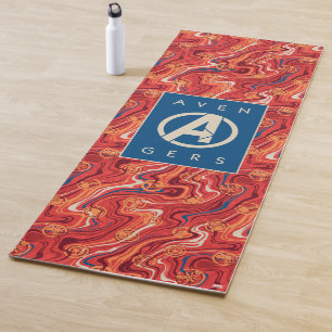 Avengers   Red Marble Painted Avengers Logo Yoga Mat