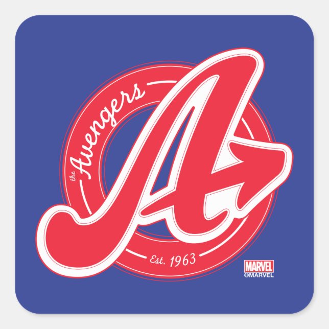 Avengers | Retro Avengers Logo Est 1963 Square Sticker (Front)