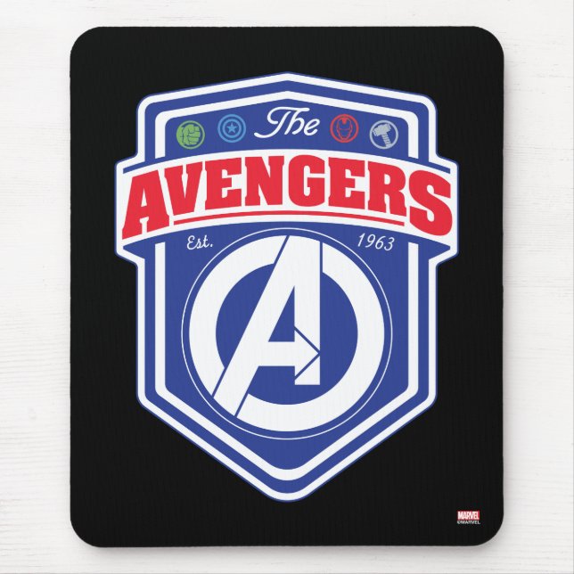 Avengers | Retro Avengers Shield Badge Mouse Pad (Front)
