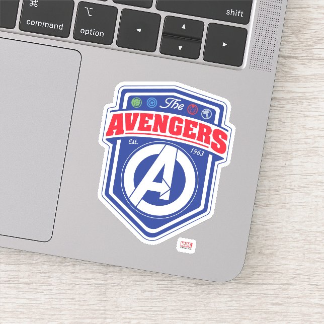 Avengers | Retro Avengers Shield Badge Sticker (Detail)