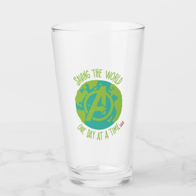 Avengers | Saving The World One Day At A Time Glass (Front)