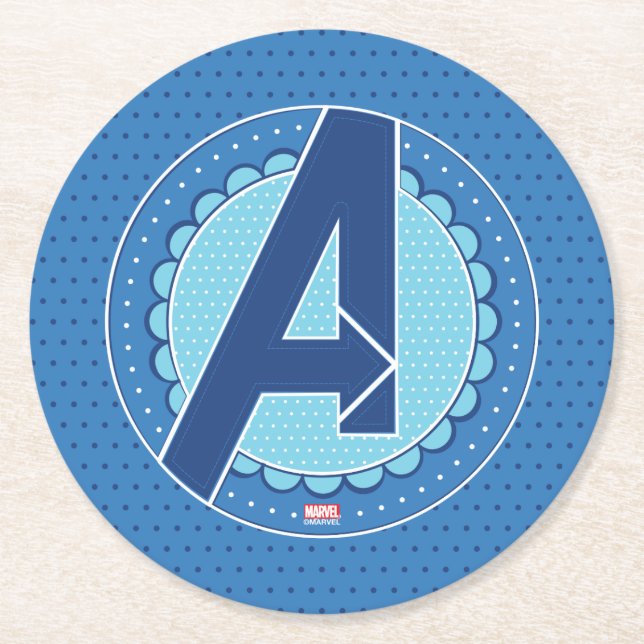 Avengers | Scalloped Avengers Logo Round Paper Coaster (Front)