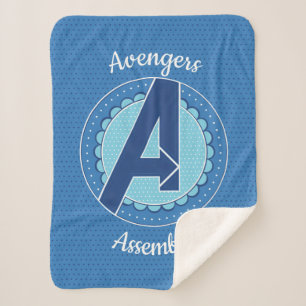 Avengers   Scalloped Avengers Logo Sherpa Blanket